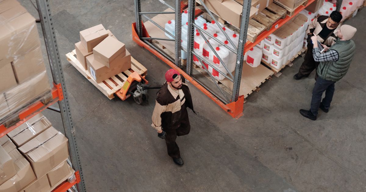International shipping packages at warehouse